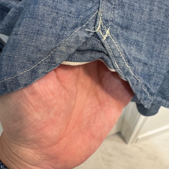 J. Crew Blue Chambray Button Down Shirt with Casual Style and Relaxed Fit - Picture 14 of 15